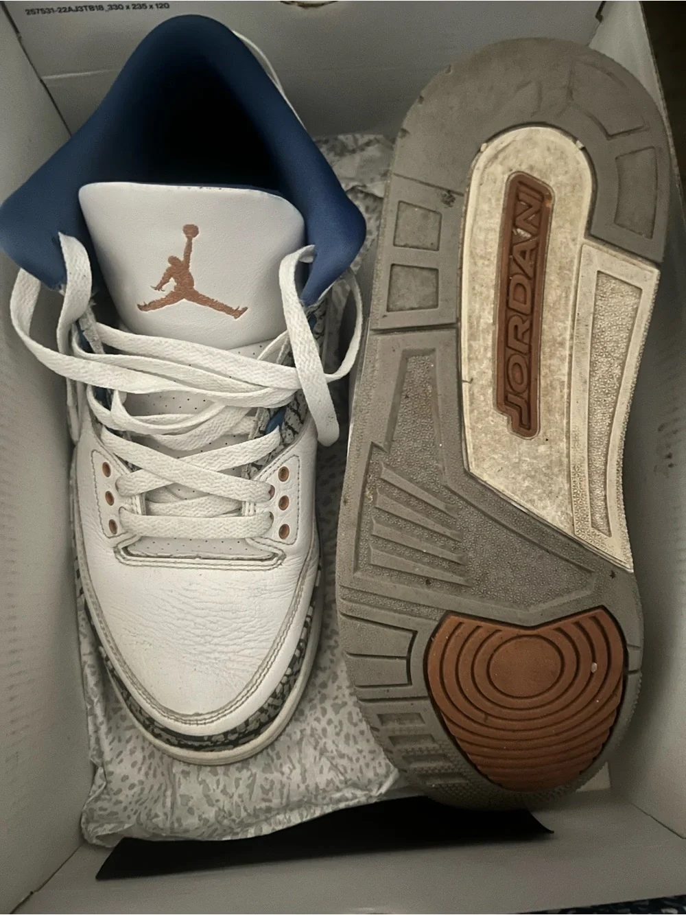 Jordan Kids White Navy and Copper Jumpman Sneakers jordan 3s retro